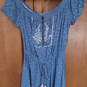 Rewind - Blue/Floral Women's Shirt